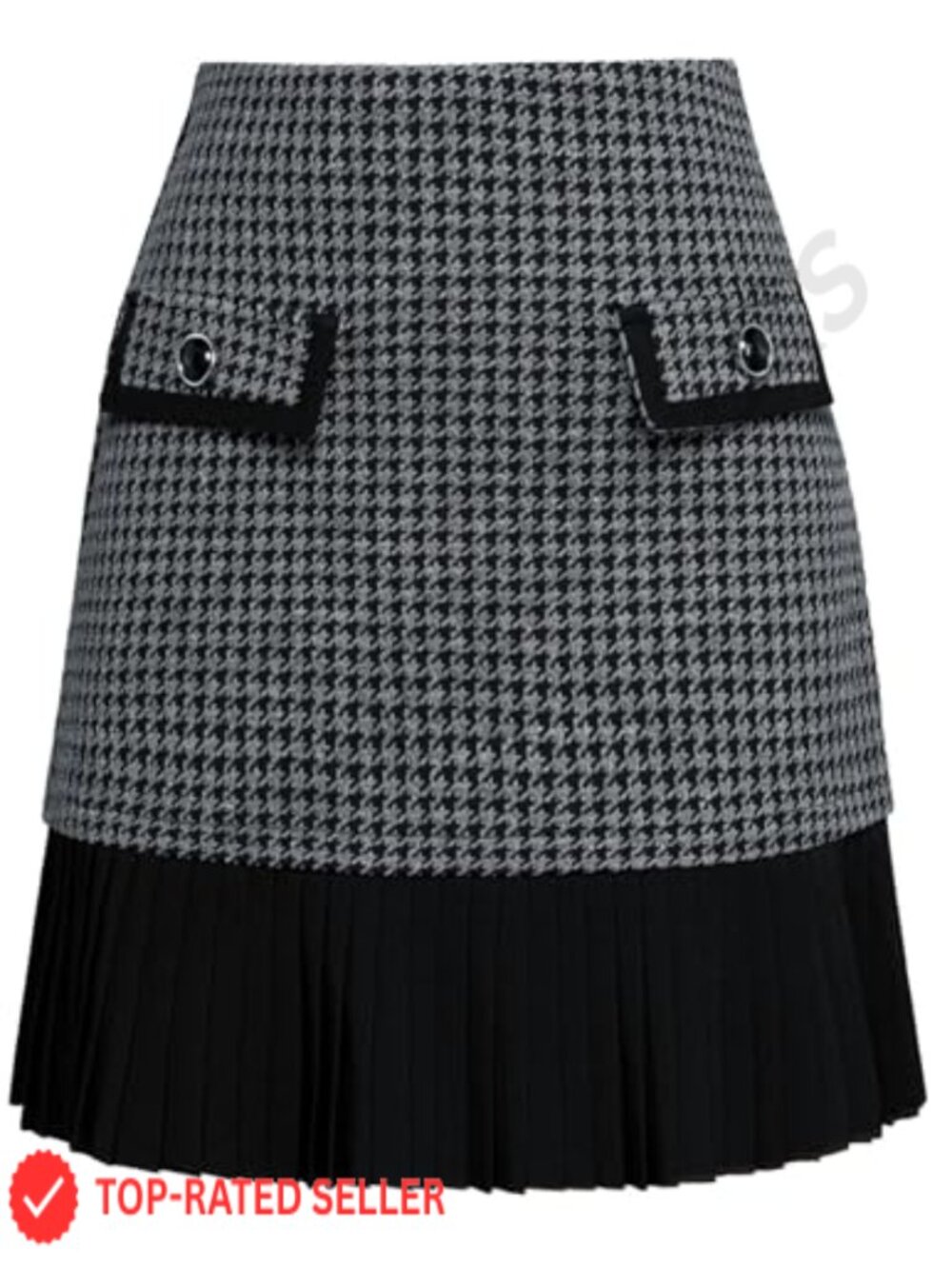 Plaid High Waist Pleated A-Line Mini Skirt with Pockets